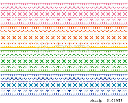 ステッチのラインセットのイラスト素材