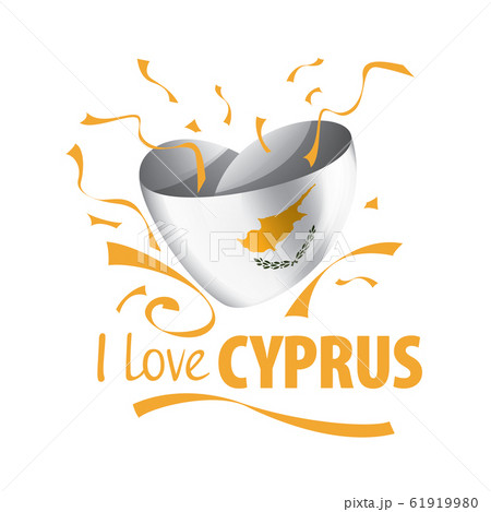 National flag of the Cyprus in the shape of a heart and the inscription I love Cyprus. Vector illustration 61919980