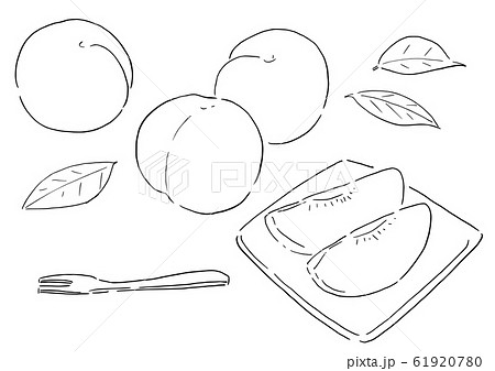 食べ物 イラスト 果物 桃のイラスト素材