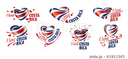 National flag of the Costa Rica in the shape of a heart and the inscription I love Costa Rica. Vector illustration 61921365