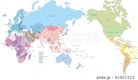 世界地図英語国名入りのイラスト素材