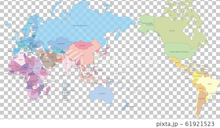 世界地図英語国名入りのイラスト素材