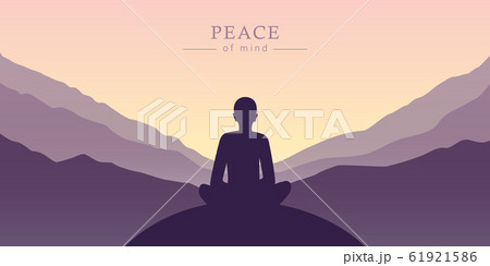 peace of mind meditation concept silhouette with mountain background peace of mind meditation concept silhouette with mountain background 61921586