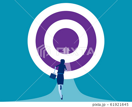 Businesswoman running towards the goal. Concept Businesswoman running towards the goal. Concept 61921645
