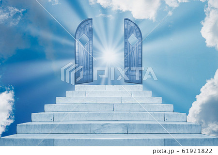 Sun rays shining through door 61921822