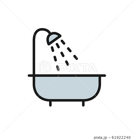 Bath, bathroom, bathtub, shower flat color line icon. Bath, bathroom, bathtub, shower flat color line icon. 61922240