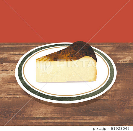 バスク風チーズケーキのイラスト素材