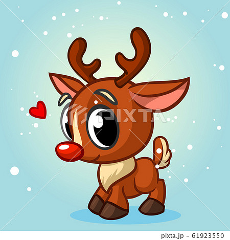 Cartoon funny  Christmas reindeer with red nose. Vector illustration 61923550
