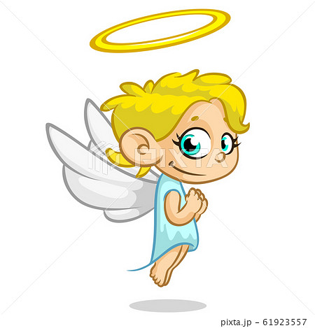 Vector illustration cute Christmas flying angel character 61923557
