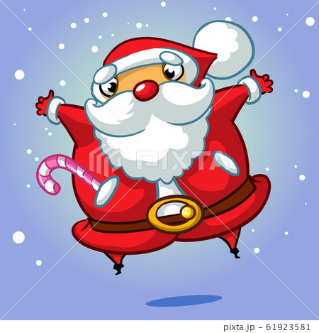Christmas cartoon of Santa Claus jumping Christmas cartoon of Santa Claus jumping 61923581