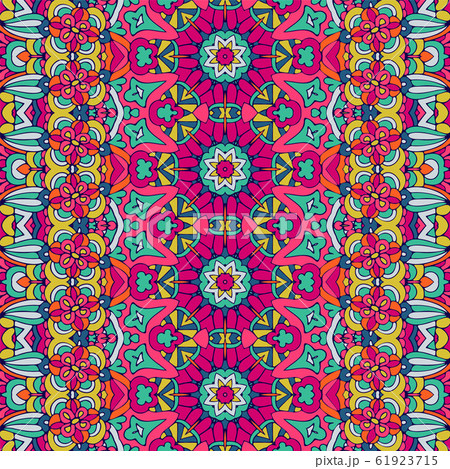 Abstract festive colorful floral vector ethnic tribal pattern 61923715