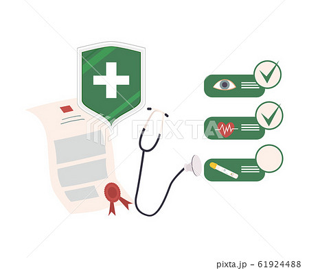 Health Insurance Attributes and Check List Vector Illustration Health Insurance Attributes and Check List Vector Illustration 61924488