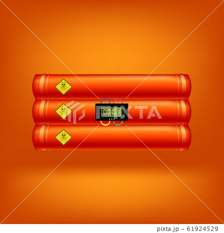 Time Bomb. Detonate Dynamite Concept. TNT Red Stick. Digital Countdown Timer Clock. Explode Flash, Burn Explosion. 61924529