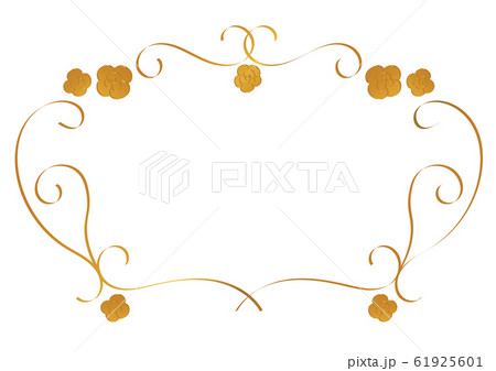 豪華な花のフレーム ゴールドのイラスト素材