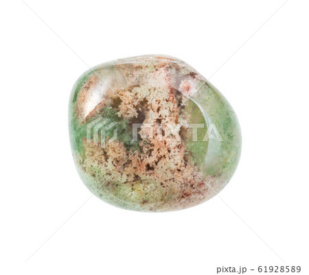 moss agate gemstone isolated on white 61928589