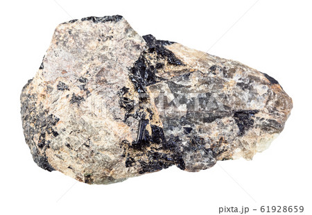 unpolished Nepheline rock isolated on white 61928659