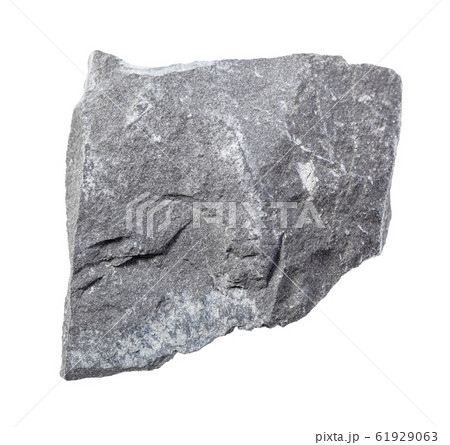unpolished gray Argillite rock isolated on white 61929063