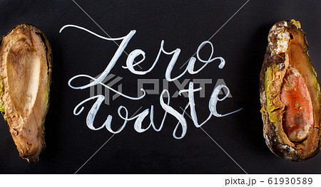 Chalkboard with zero waste lettering and rotten Chalkboard with zero waste lettering and rotten 61930589