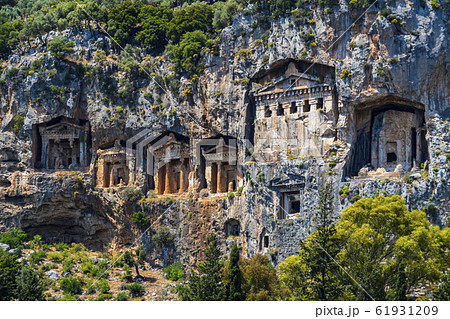 The ruins of ancient antique tombs of Lycian kings in modern Turkey. The ruins of ancient antique tombs of Lycian kings in modern Turkey. 61931209