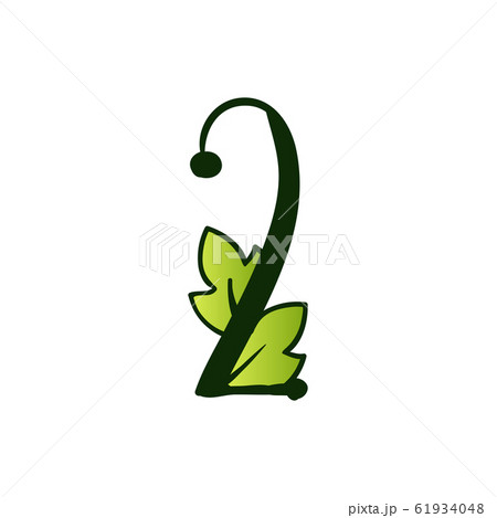 Doodling Eco Alphabet Two Number.Type with Leaves. Isolated Latin Uppercase Doodling Eco Alphabet Two Number.Type with Leaves. Isolated Latin Uppercase 61934048