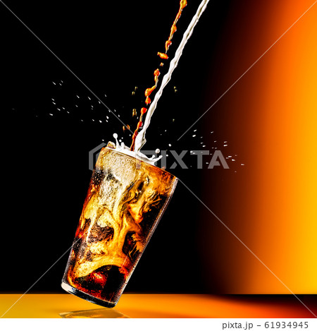 Iced coffee with milk in glass.Frozen,dessert. Iced coffee with milk in glass.Frozen,dessert. 61934945