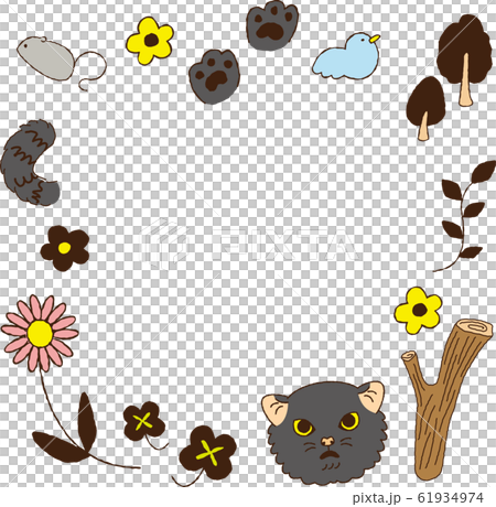 黒い ネコ おしゃれ フレームのイラスト素材