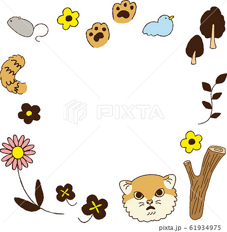 茶色 ネコ おしゃれ フレームのイラスト素材