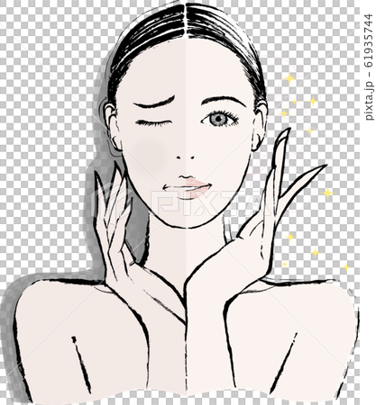 女性　くすみ　ビフォーアフター 61935744