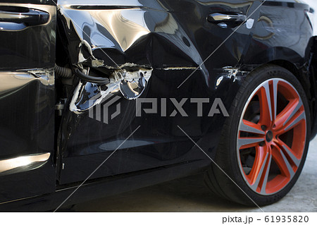 broken black car door, car after an accident a scratched door before painting 61935820