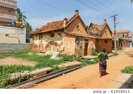 インド 民家の風景の写真素材 6193