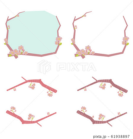 シンプルな桜のフレームセットのイラスト素材