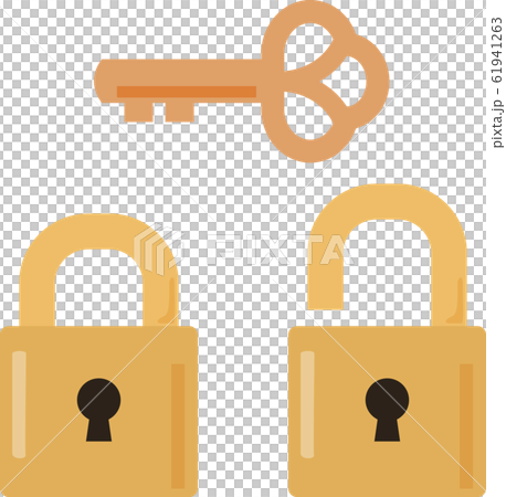 閉じた南京錠と開いた南京錠のイラスト素材