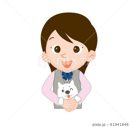 犬を抱っこする女性-02 犬を抱っこする女性-02 61941846