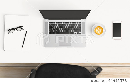 Modern workspace. Top view. Flat lay style. Modern workspace. Top view. Flat lay style. 61942578