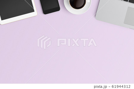 Modern workspace. Top view. Flat lay style. Modern workspace. Top view. Flat lay style. 61944312