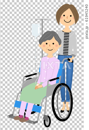 Elderly people in wheelchairs caregivers 61945240