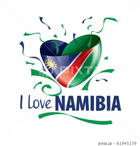 National flag of the Namibia in the shape of a heart and the inscription I love Namibia. Vector illustration National flag of the Namibia in the shape of a heart and the inscription I love Namibia. Vector illustration 61945279
