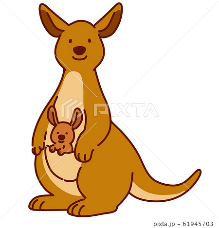 笑顔のカンガルーの親子のイラスト素材