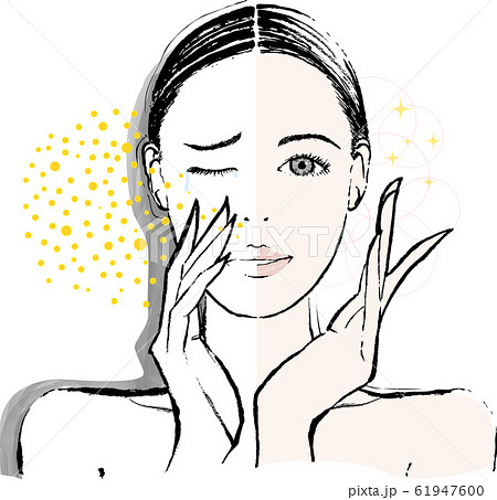 女性　花粉症　ビフォーアフター 61947600