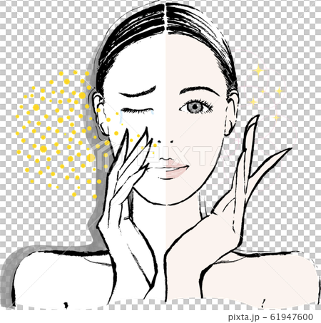 女性　花粉症　ビフォーアフター 61947600