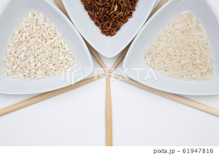 Top View Of White Sushi Plate With Rise And 61947816