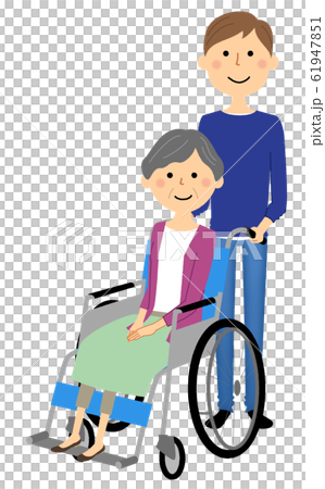 Elderly people in wheelchairs caregivers - Stock Illustration [61947851 ...