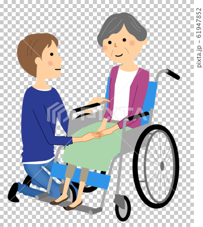 Elderly people in wheelchairs caregivers 61947852