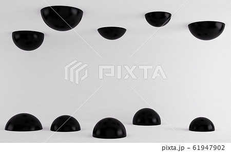 Black spheres on a white background. 3d render 61947902