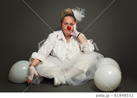 Portrait of woman clown. Performance Actress Portrait of woman clown. Performance Actress 61948552