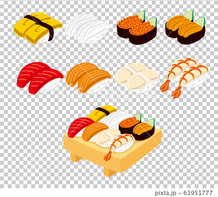 いろいろな寿司のイラストのイラスト素材