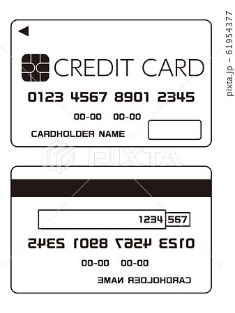 キャッシュレス決済に使えるクレジットカードデザイン線画イメージのイラスト素材