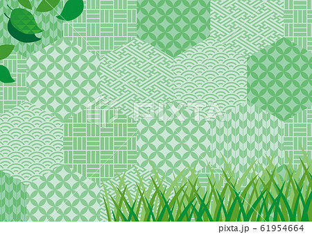 夏 初夏 和柄 緑 新緑 和風 背景 イメージのイラスト素材
