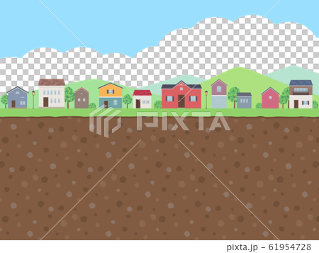 家の並んだ風景と空と地面 61954728