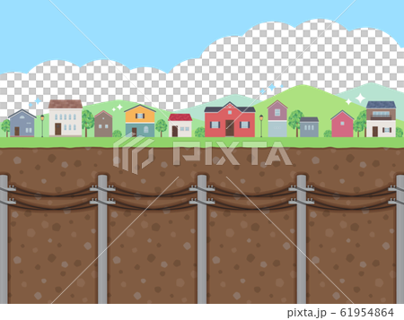 Landscape with houses lined and underground cable 61954864